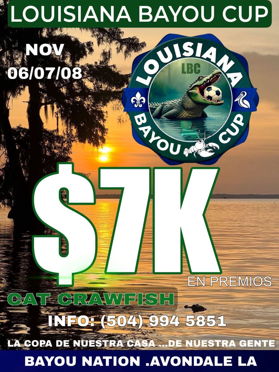 Flyer Categoría Crawfish: $7K en premios, 6, 7 y 8 de noviembre, Bayou Nation, Avondale LA