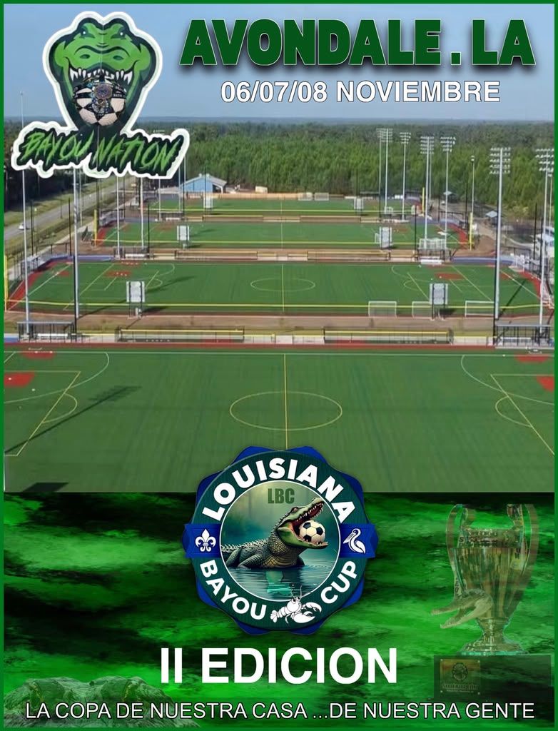 Flyer de la sede: Bayou Nation, Avondale LA, 6, 7 y 8 de noviembre, II Edición